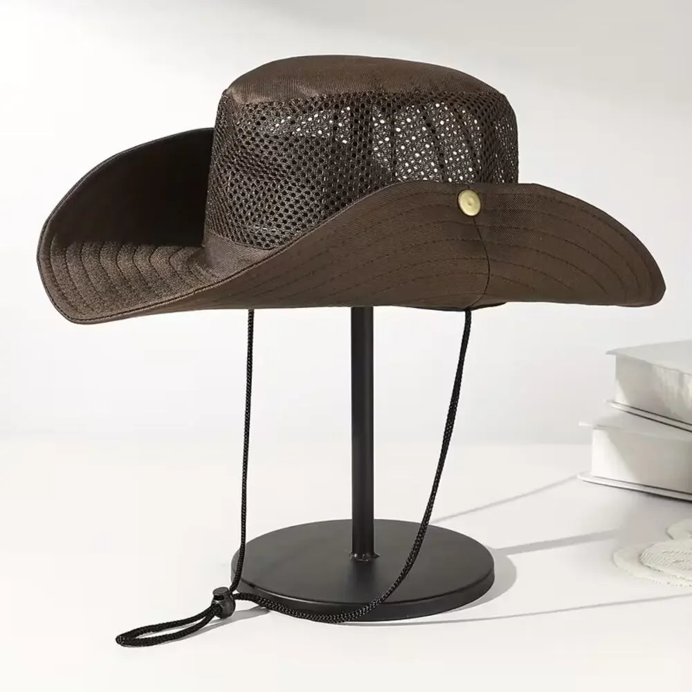 Men's Retro Hiking Hat Coffee Wide Brim Fishing Outdoor Packable New Folds Beach